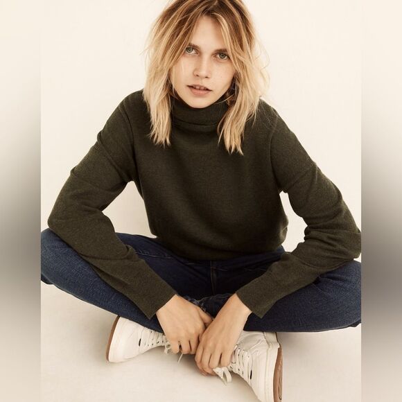 Madewell Brookhaven Turtleneck Wool Blend Sweater in Heather Forest size XS - Picture 1 of 13